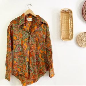 Vintage 1970s Marlboro Paisley Print Button Down